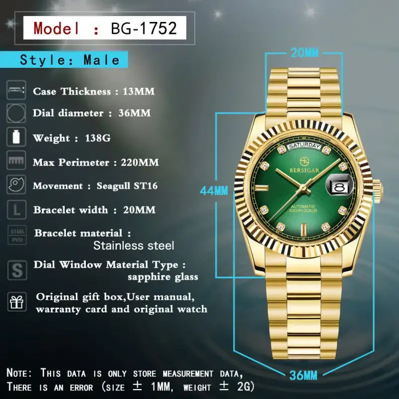 BERSIGAR LUXAURA 1752 GOLD GREEN - watches